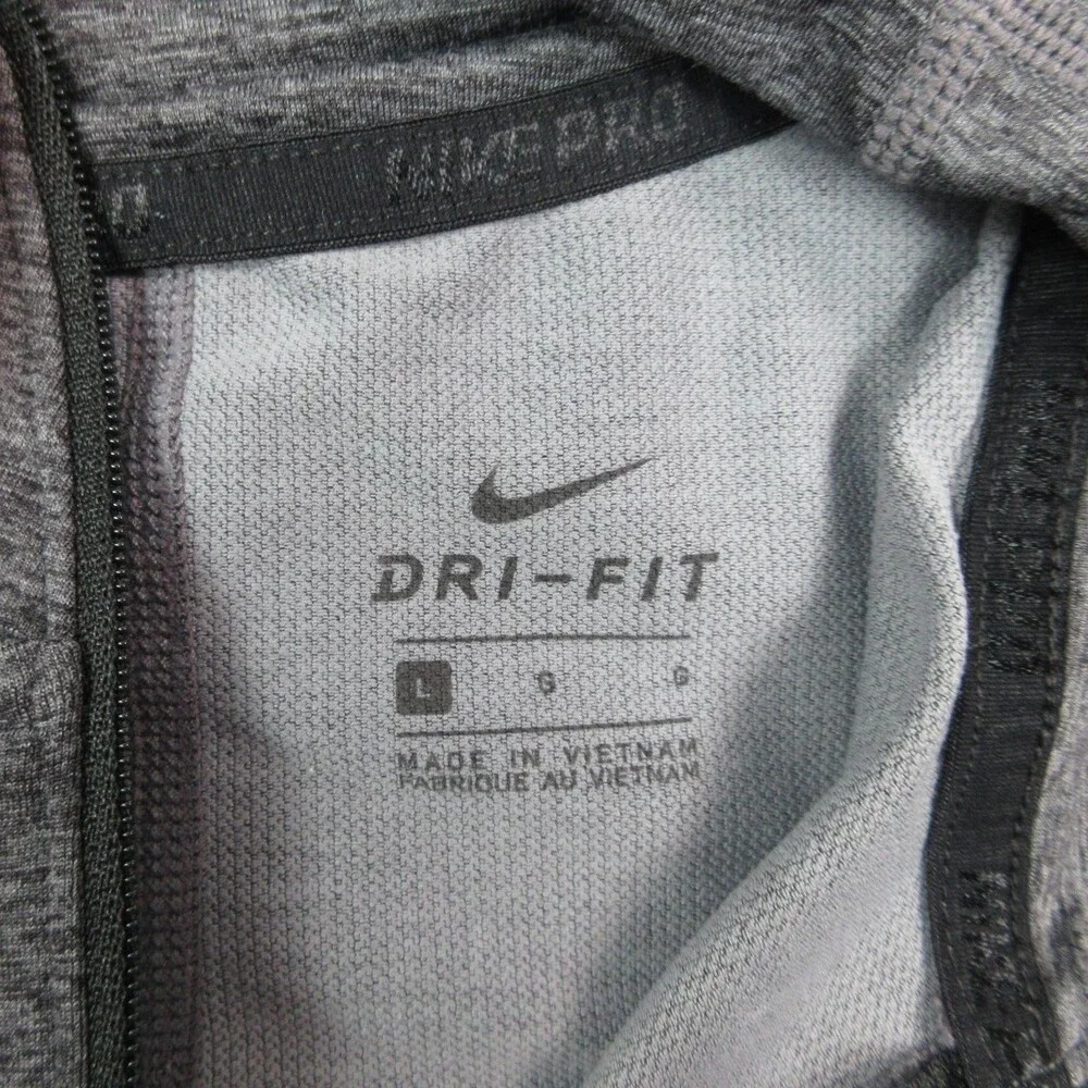 Nike Pro Pullover Womens Large Gray Dri-FIT 1/4 Zip Training Athletic BV4106-080